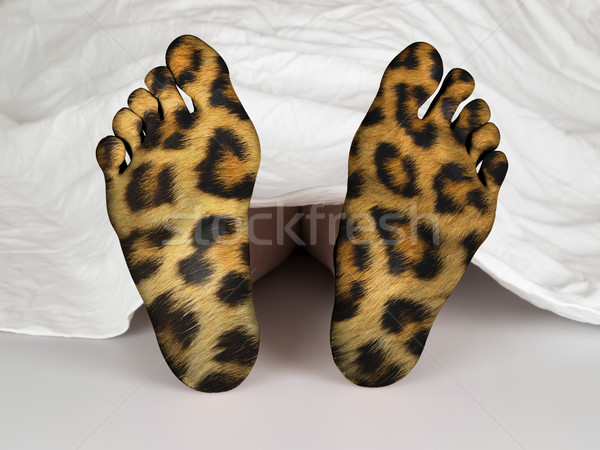 Zdjęcia stock: Trup · biały · arkusza · snem · śmierci · leopard