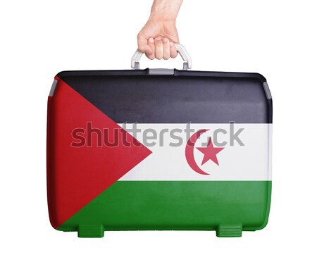 Utilizado plástico maleta impreso bandera Foto stock © michaklootwijk