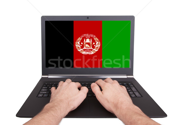 Ręce pracy laptop Afganistan ekranu Zdjęcia stock © michaklootwijk