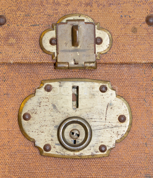 Old canvas trunk lock close up Stock photo © michaklootwijk
