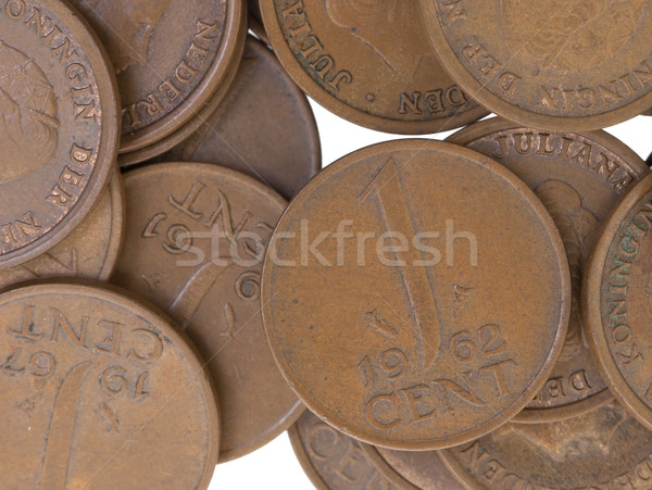 Vechi olandez cent monede izolat focus selectiv Imagine de stoc © michaklootwijk