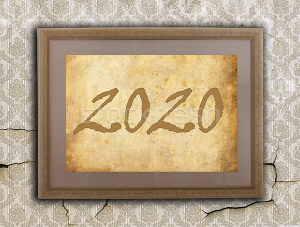 Old frame with brown paper - 2020 Stock photo © michaklootwijk