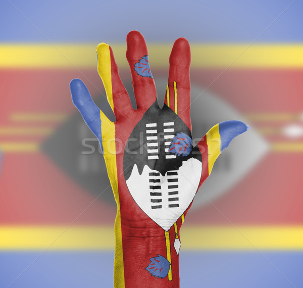 Palma mujer mano pintado bandera Swazilandia Foto stock © michaklootwijk