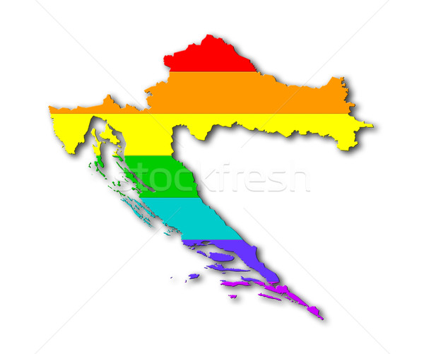 Regenboog vlag patroon Kroatië kaart homo Stockfoto © michaklootwijk