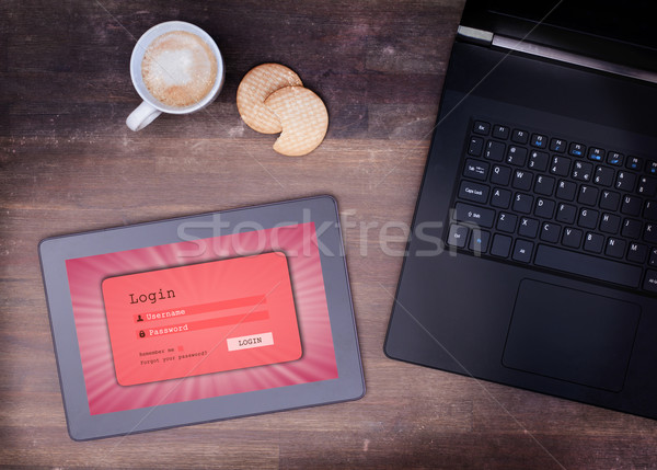 Login interfaccia tablet nome utente parola d'ordine rosa Foto d'archivio © michaklootwijk