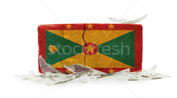 Ziegel Glasscherben Gewalt Flagge Grenada Wand Stock foto © michaklootwijk