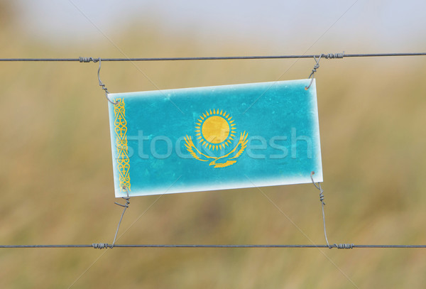 Stockfoto: Grens · hek · oude · plastic · teken · vlag