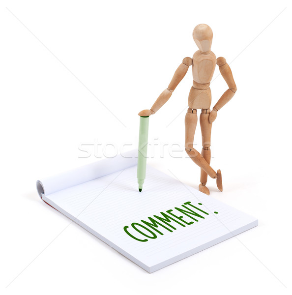 [[stock_photo]]: Bois · mannequin · écrit · commenter · scrapbook · affaires