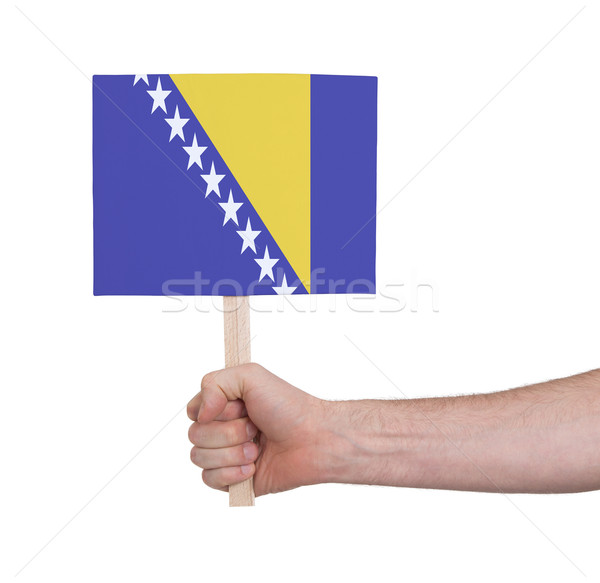 Foto stock: Mano · pequeño · tarjeta · bandera · Bosnia · Herzegovina
