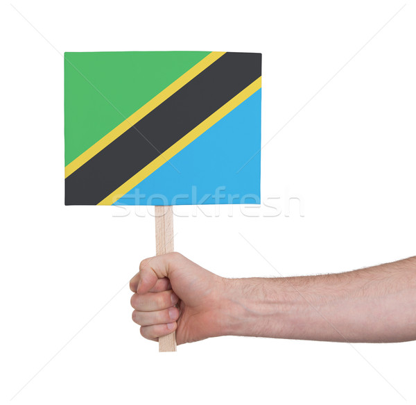 Hand holding small card - Flag of Tanzania Stock photo © michaklootwijk