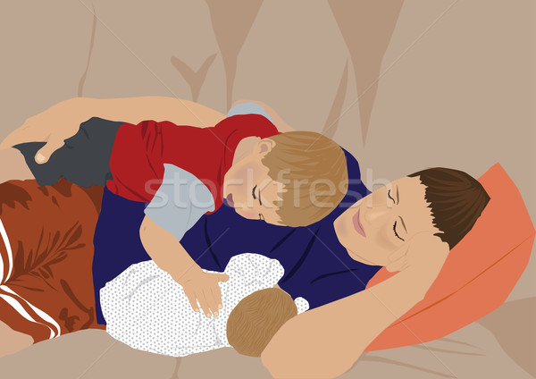 Trzy spać ojciec wraz Zdjęcia stock © MichalEyal