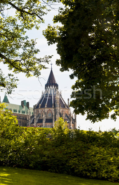 Domb könyvtár parlament Ottawa Kanada fák Stock fotó © michelloiselle