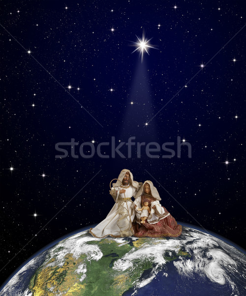 Crăciun lume scena Isus glob top Imagine de stoc © michey