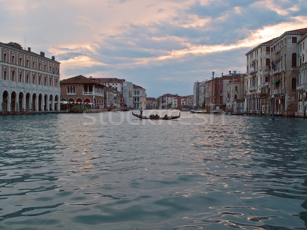 Amurg Venetia canal gondola siluetă Imagine de stoc © michey