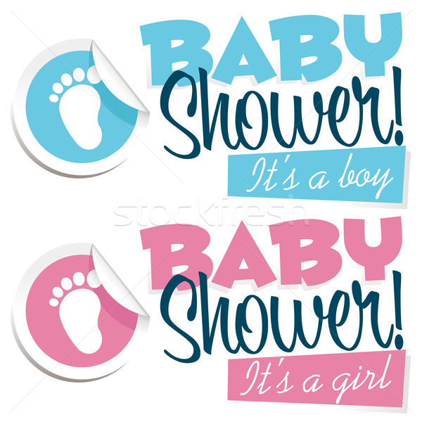 ピンク 青 赤ちゃん シャワー バナー デザイン ストックフォト © Mictoon
