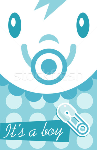 Blue Baby Boy Invitation Card Stock photo © Mictoon