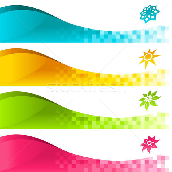 Pixeli bannere icoane colorat floare soare Imagine de stoc © Mictoon