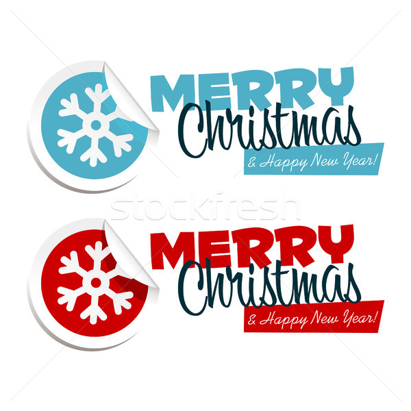 陽気な クリスマス スノーフレーク ステッカー バナー デザイン ストックフォト © Mictoon