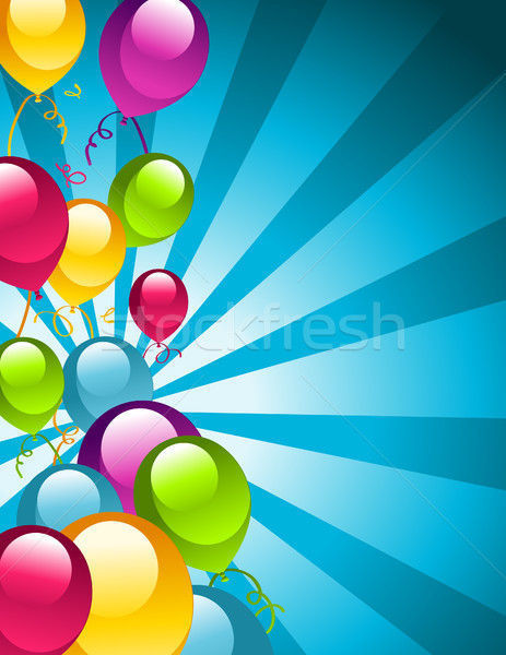 お誕生日おめでとうございます グリーティングカード 歳の誕生日 カラフル パーティ 風船 ストックフォト © Mictoon
