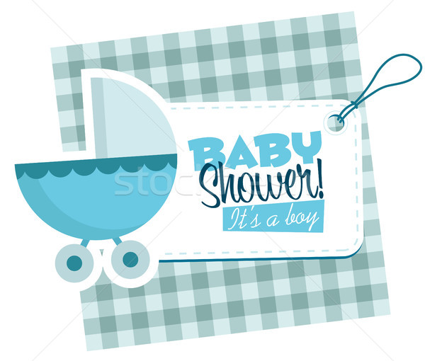 Baby Boy Stroller Invitation Card Stock photo © Mictoon