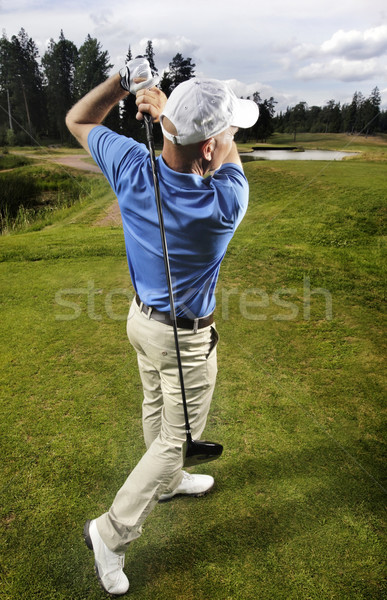 Stockfoto: Golfer · schieten · golfbal · hemel · golf · sport