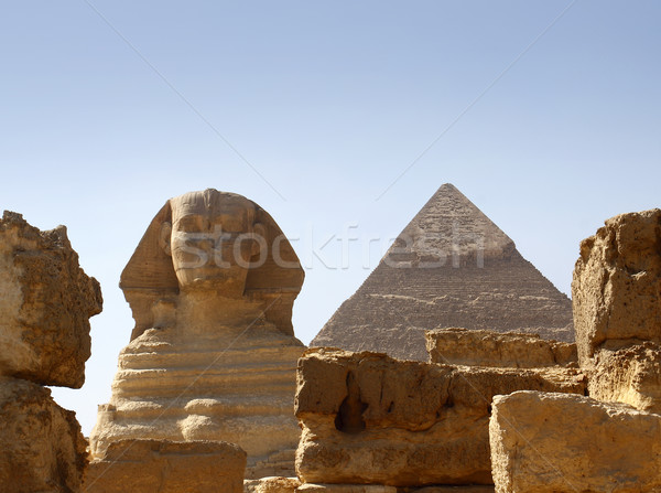 Piramidy kamień posąg ludzi Afryki kultury Zdjęcia stock © mikdam