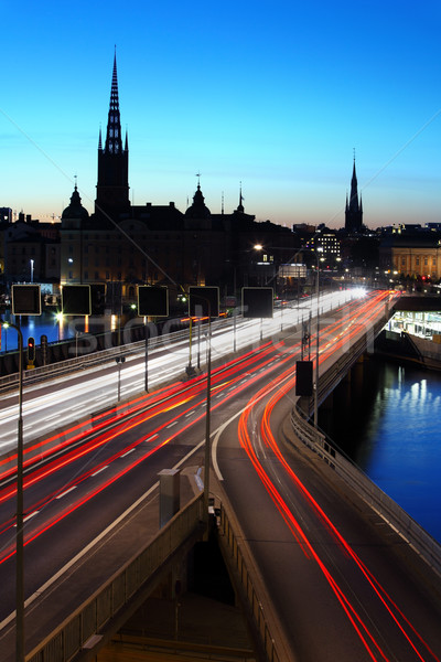 Forgalom autóút út éjszaka sebesség Európa Stock fotó © mikdam