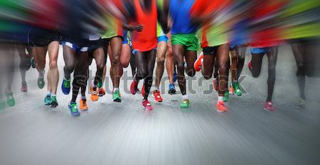 Stock foto: Marathon · Läufer · Sport · Straße · läuft · Geschwindigkeit