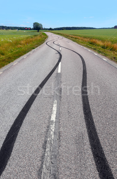Lastik baskı asfalt yol Stok fotoğraf © mikdam