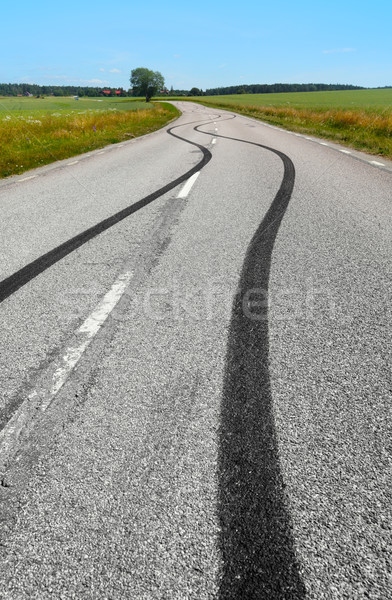 	Tire print on the asphalt road Stock photo © mikdam