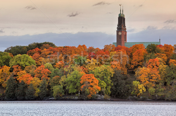 Iker tornyok templom Stockholm égbolt Stock fotó © mikdam