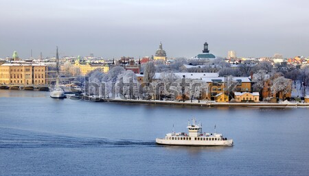 Sztokholm miasta zimą łodzi Europie widoku Zdjęcia stock © mikdam