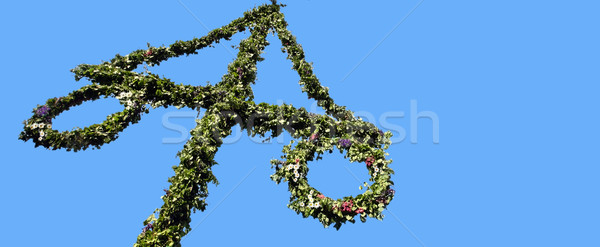 Maypole decorated with Swedish flag Stock photo © mikdam