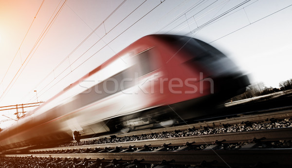 Fast train with motion blur Stock photo © mikdam