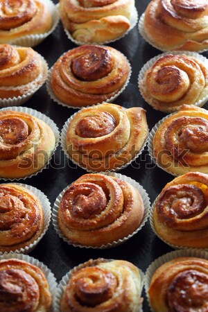 Foto d'archivio: Fresche · cannella · gruppo · zucchero · macro · panetteria