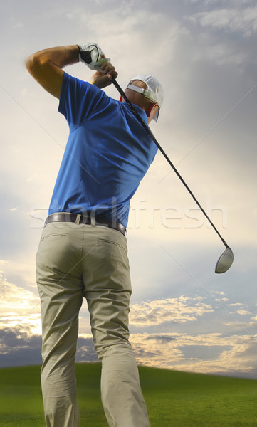 Foto stock: Golfista · completo · swing · golf