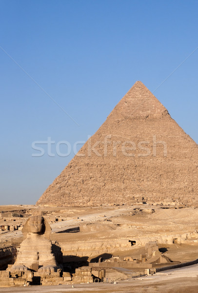 Gizai piramisok Kairó Egyiptom arc nyár Afrika Stock fotó © mikdam