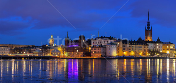 Widoku Sztokholm miasta zimą morza Zdjęcia stock © mikdam