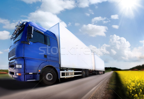 truck driving on country-road/motion Stock photo © mikdam