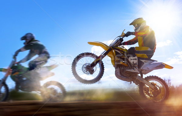 Motocross sportu mężczyzn niebieski prędkości moc Zdjęcia stock © mikdam