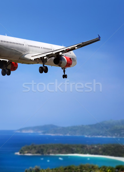 Airplane landing on tropical country Stock photo © mikdam