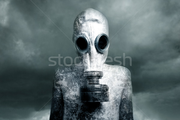 Jongen masker rook industrie industriële energie Stockfoto © mikdam