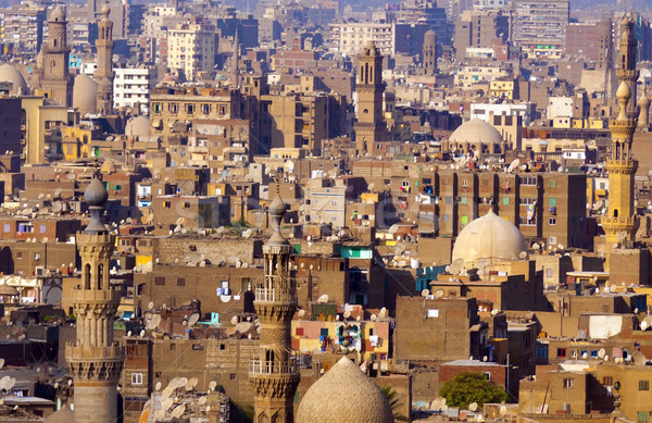 Kilátás Kairó város építkezés templom Afrika Stock fotó © mikdam