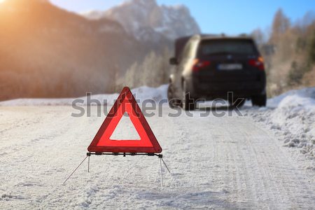 Stock photo: 	Car with a breakdown in the winter