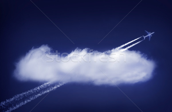 Avion battant blanche nuage propre un message [[stock_photo]] © mikdam