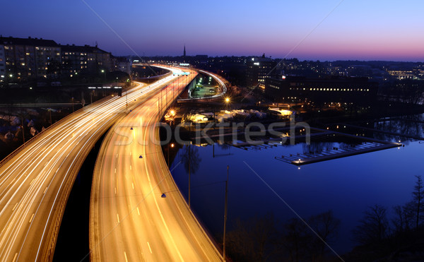  cars at night with motion blur. Stockholm City Stock photo © mikdam