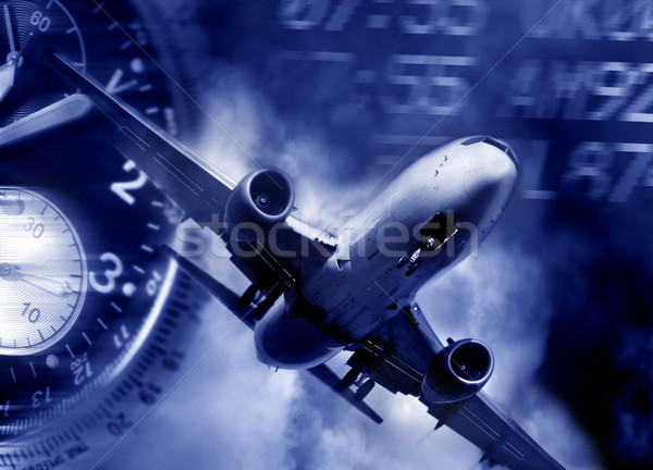 Vervoer jet vliegtuigen luchthaven aankomst business Stockfoto © mikdam