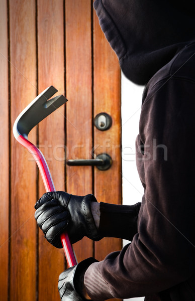 Einbrecher Hand halten Tür dunkel Sperre Stock foto © mikdam
