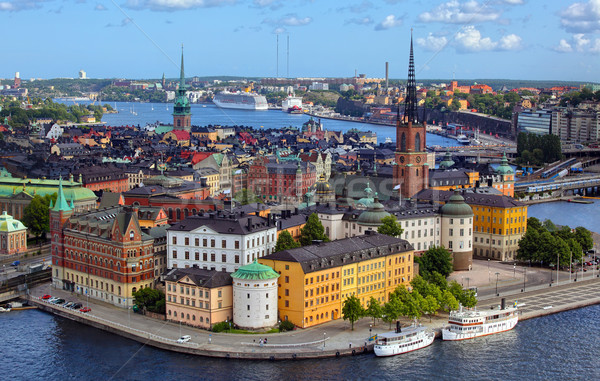 Stockholm város égbolt nyár sziluett felhő Stock fotó © mikdam