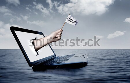 Stockfoto: Goudvis · springen · uit · monitor · oceaan · computer